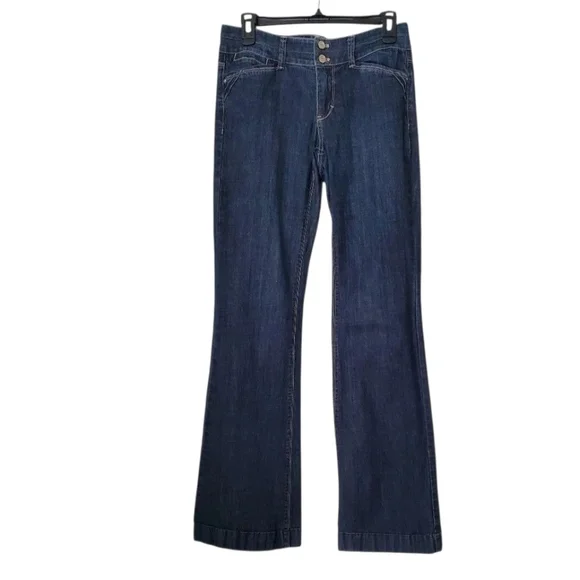 White House Black Market Womens Blanc Trouser Wide Leg Blue Denim Jeans Size 4R - Picture 5 of 8